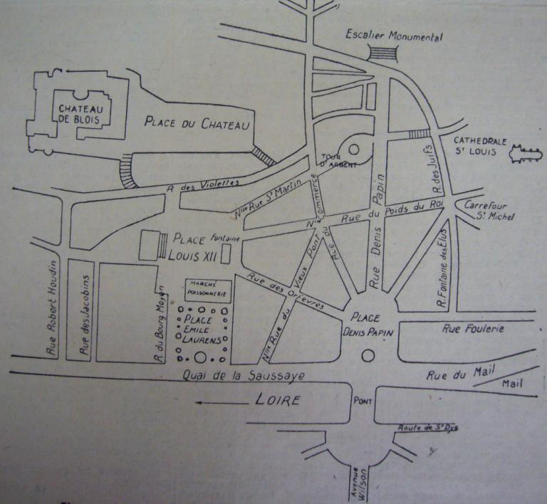 Projet de reconstruction par Hubert-Fillay, 08-1940. (Archives départementales de Loir-et-Cher, 127 J 70). ; Projet de reconstruction par Hubert-Fillay, 08-1940. ; Projet de reconstruction par Hubert-Fillay, 08-1940 (Archives départementales de Loir-et-Cher, 127 J 70).