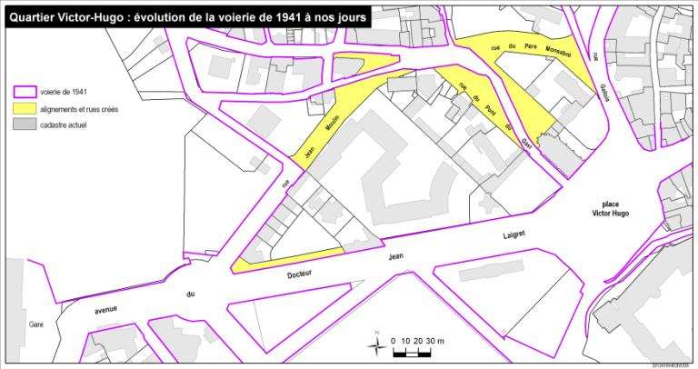 Quartier Victor-Hugo : évolution de la voirie de 1941 à nos jours.