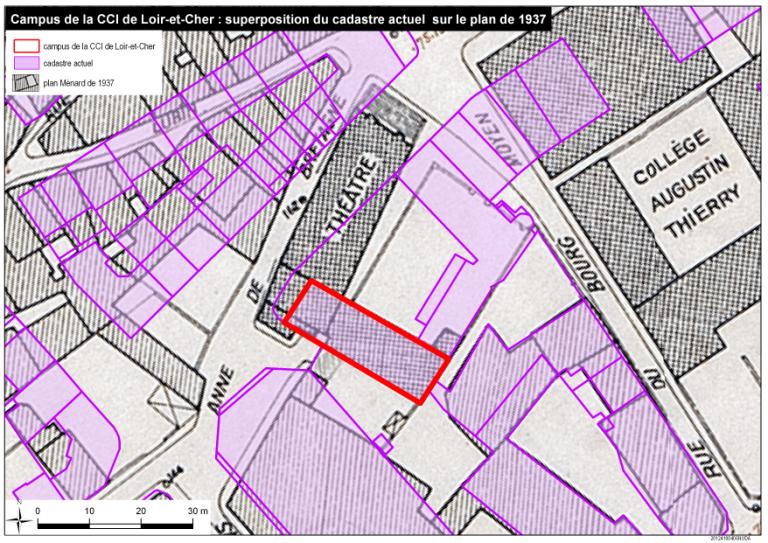 Implantation du Campus de la CCI du Loir-et-Cher par rapport au plan de 1937. 