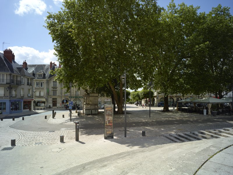 La place Louis-XII vue depuis le bas des grands degrés du Château.