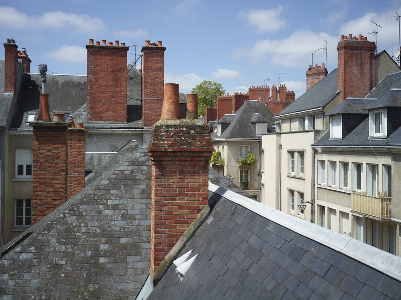 Vue sur la rue Emile-Laurens, les îlots H et E depuis un immeuble de l'îlot I. 