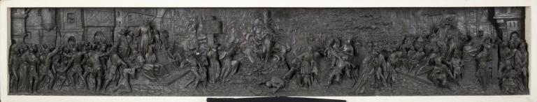 Vue d'ensemble du relief : le Supplice de Jeanne d'Arc.