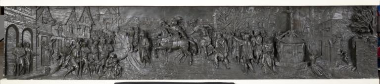 Vue d'ensemble du relief : Jeanne d'Arc quittant Vaucouleurs.