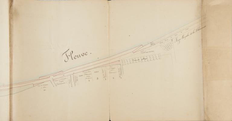 Plan du nouveau chemin de halage de Cosne au port à la Dame, 21 août 1846, dressé par le conducteur en chef Barberousse. (archives municipales de Cosne-Cours-sur-Loire, 3 O 5).