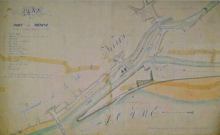 Plan du port de Médine et de ses abords, non daté (1er quart XIXe siècle). (archives départementales de la Nièvre, 10 J 98).