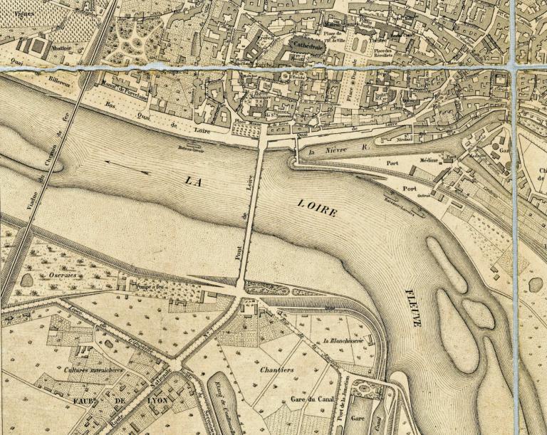Plan général de la ville de Nevers par Dumoulin, 1878. Détail. (médiathèque de Nevers, 15 A carton 1).