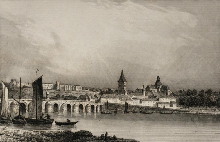 Le pont sur la Loire, XIXe siècle. (archives départementales de la Nièvre, 2 Fi La Charité n° 44).