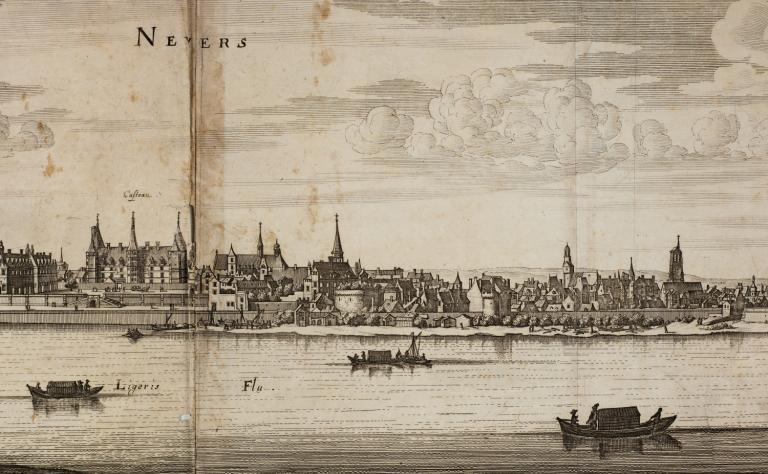 Nevers au XVIIe siècle. Détail. (archives départementales de la Nièvre, 1 Fi Nevers 51 D).