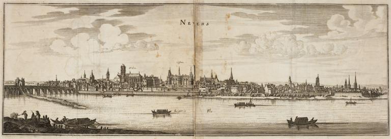 Nevers, gravure du XVIIe siècle. (archives départementales de la Nièvre, 1 Fi Nevers 51 D).