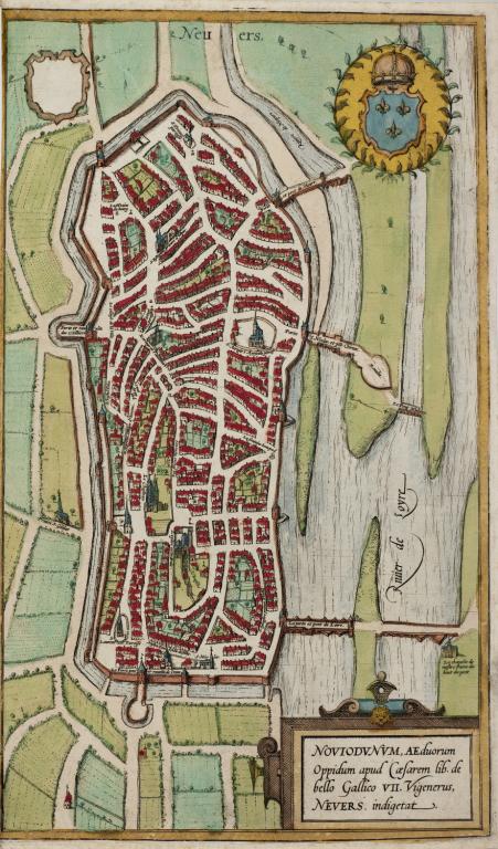 Plan de Nevers, probablement fin du XVIe siècle. (archives départementales de la Nièvre, 1 Fi Nevers 61 A).
