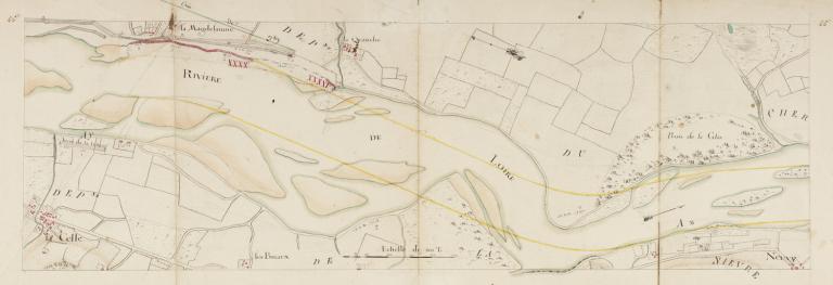 Carte de la Loire de la Celle-sur-Loire à Neuvy-sur-Loire, XVIIIe siècle. (archives départementales de la Nièvre, S 7111).