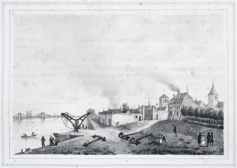 Les bords de Loire à Cosne à la fin des années 1830, par Barat et Bussière.