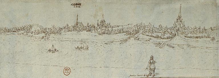 La ville de Cosne en 1612 par Joachim Duviert. (bibliothèque nationale, Estampes. Réserve VX-23-FT 5 n° 3025).