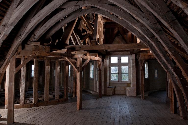 Logis seigneurial, intérieur, comble, vue du sud-est.