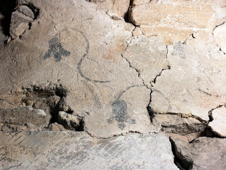 Vue intérieure, premier étage, détail de la voûte de l'escalier du mur pignon sud.