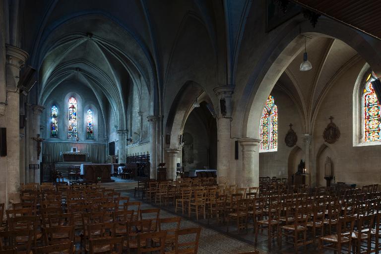 Nef, élévation intérieure, vue de l'ouest.