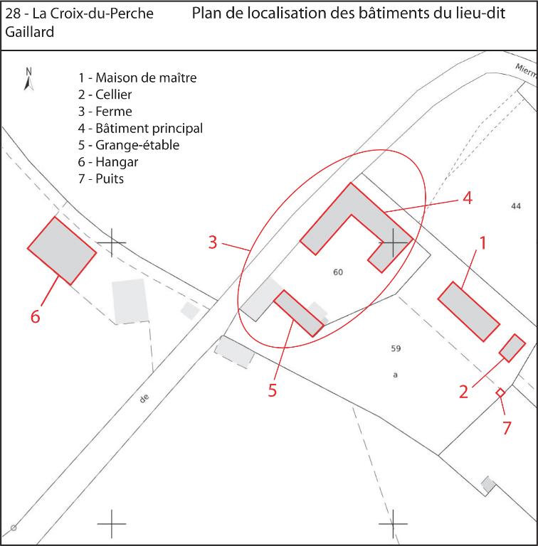 Plan de localisation des bâtiments du lieu-dit (fonds : plan cadastral de 2013, section ZM). ; Plan de localisation des bâtiments (fond : plan cadastral de 2013, section ZM).