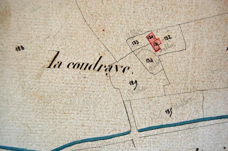 Extrait du cadastre de 1814, section B1. (Archives départementales d´Eure-et-Loir, 3 P 6522 - 6529).