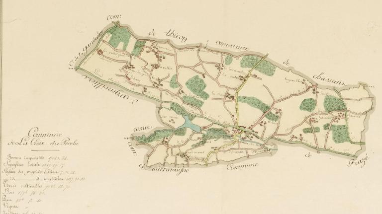 Plan de la commune, dressé en 1868, auteur inconnu. (Archives départementales d’Eure-et-Loir, 4 Fi 69).