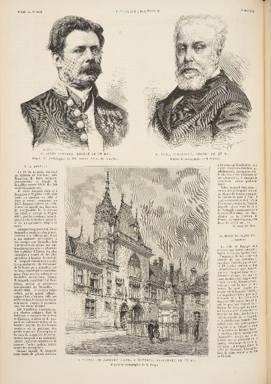 "La statue de Jacques Coeur, à Bourges, inaugurée le 15 mai" (L'Illustration, n° 1891 du 31 mai 1879, p. 348).