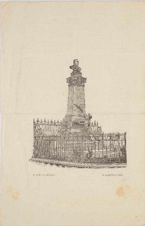 Monument à Terrier (prospectus de souscription, gravure, Chartres, Archives départementales d'Eure-et-Loir).