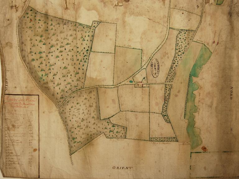 Plan géométrique de la ferme de Coudelée, milieu 18e siècle.