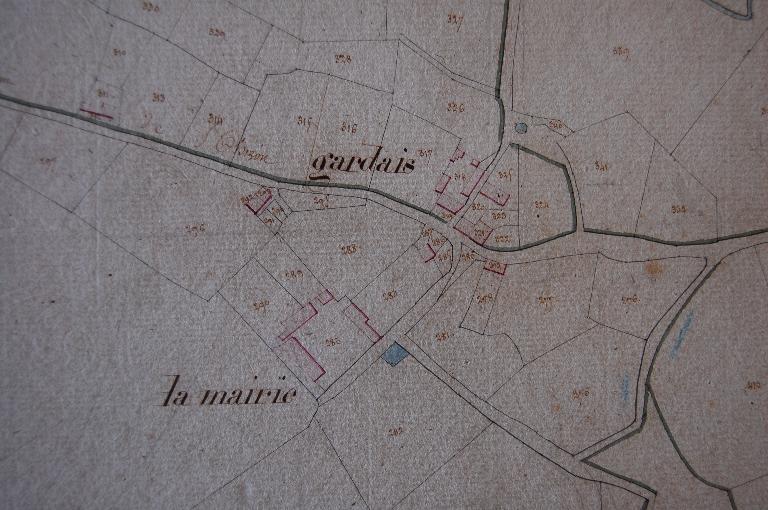 Extrait du plan cadastral de 1814, section B3. ; Extrait du plan cadastral de 1814, section B3.