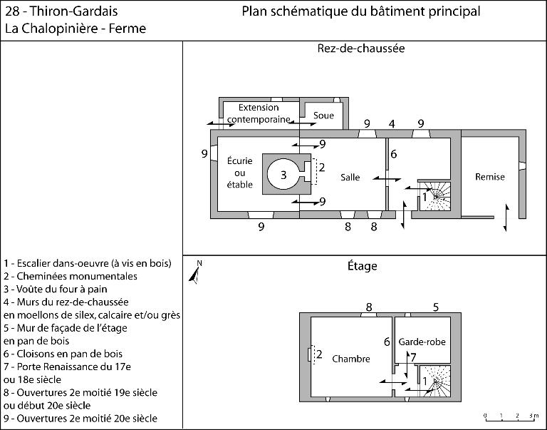 Plan schématique du bâtiment principal.