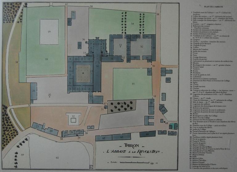 Plan de l'abbaye à la veille de la Révolution.