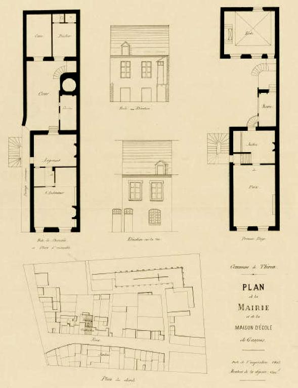 Plan de la mairie-école de garçon dressé en 1868 (auteur inconnu).