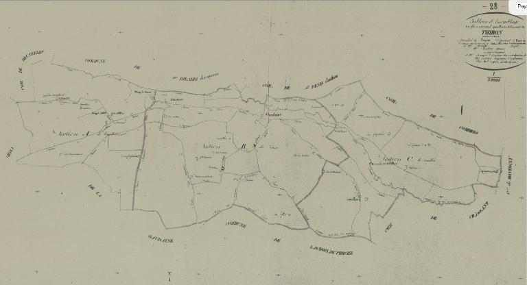 Tableau d’assemblage du cadastre de 1814 (AD d´Eure-et-Loir, 3 P 7824).