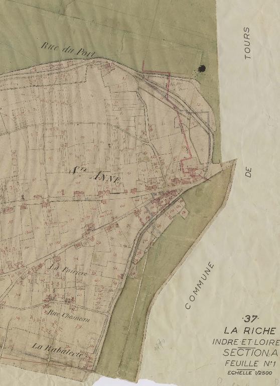 Sainte-Anne sur le cadastre napoléonien (1808) (Archives départementales d'Indre-et-Loire). ; La Rabaterie sur le cadastre napoléonien (1808) : parcelles 732-733 (Archives départementales d'Indre-et-Loire).