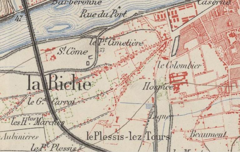 La densification de la place Sainte-Anne sur une carte de 1882.