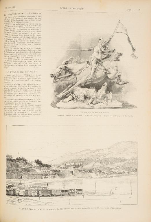 La Jeanne d'Arc de Chinon : article de l'Illustration avec gravure,19 août 1893, n° 2643, p. 145. (Bibliothèque municipale de Blois - Agglopolys).