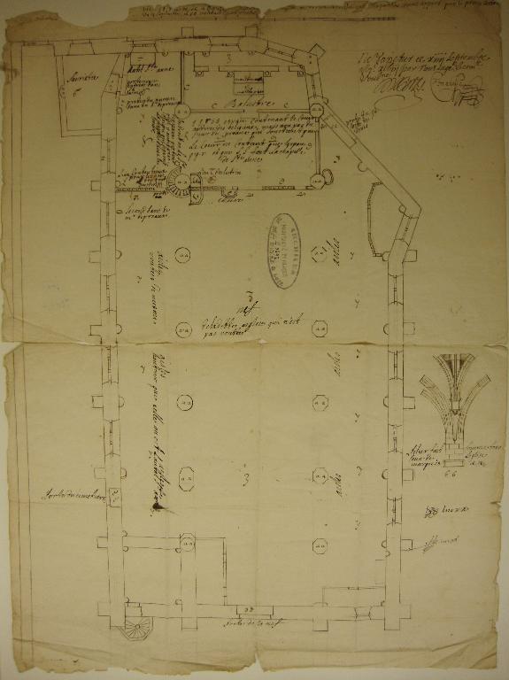 Plan au sol (1648). (Archives départementales d'Eure-et-Loir. Série H : 3797). 