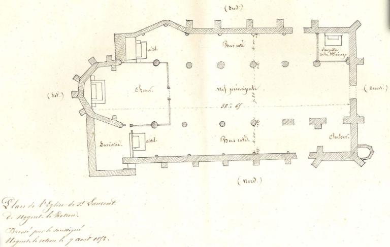 Plan au sol (1852). (Archives départementales d'Eure-et-Loir. Série O : 1 O 400). 