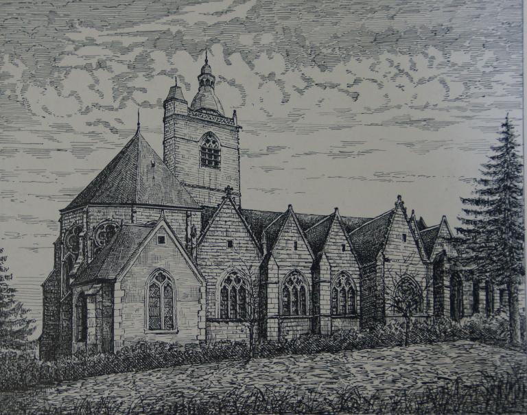 Lithographie, bas-côté nord, vue du nord (avant 1850). (Bibliothèque municipale de Chartres - médiathèque L'Apostrophe, fonds iconographique, Eure-et-Loir : n°1352 à 1425).