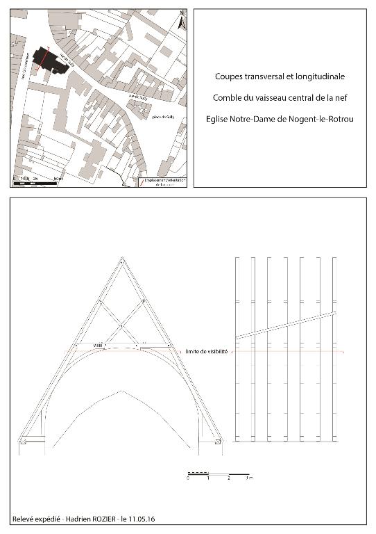 Vaisseau central, coupe transversale et longitudinale (2015).