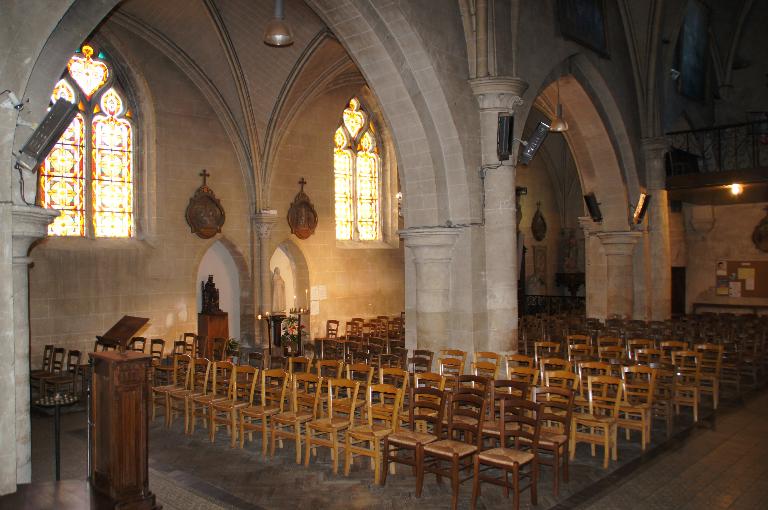 Bas-côté sud, élévation intérieure, vue de l'est.