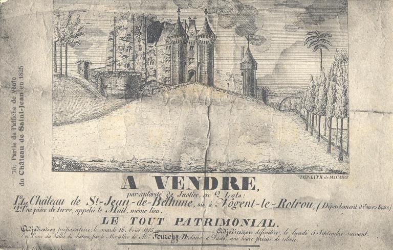 Donjon, vue du sud-est (1825). ; Château Saint-Jean, vue du nord-est (1825). ; Château Saint-Jean, vue du nord-est (1825). (Musée-Château Saint-Jean, Nogent-le-Rotrou). 