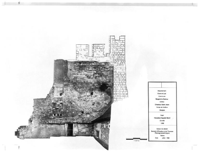 Donjon, élévation extérieure, face nord (1992).