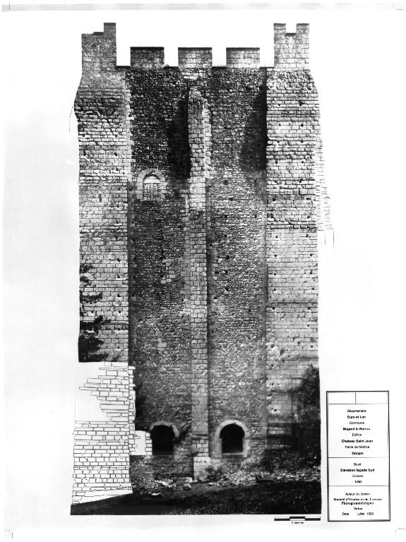 Donjon, élévation extérieure, face sud (1992).