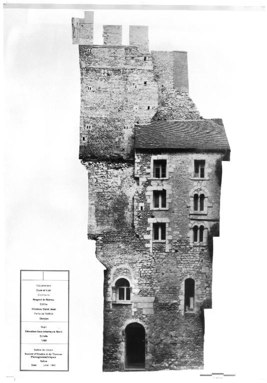 Donjon, élévation intérieure, face nord (1992).