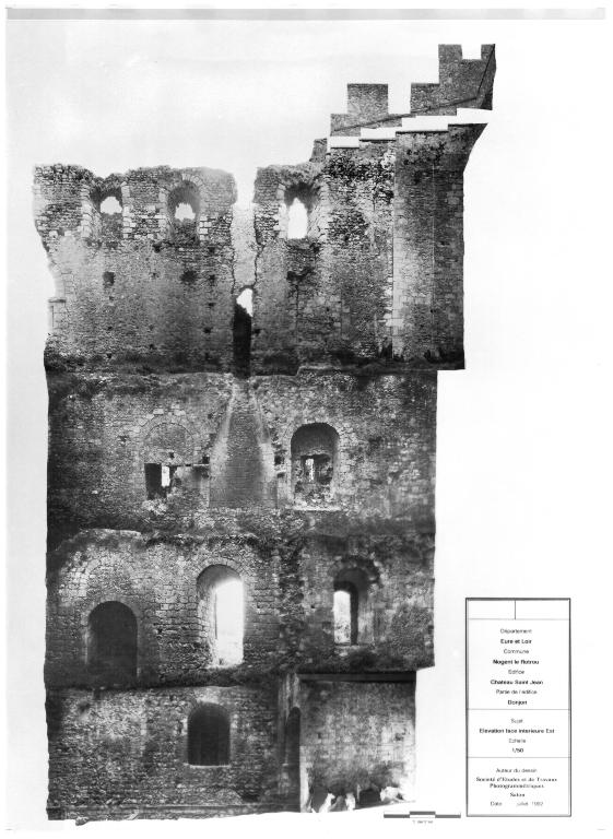 Donjon, élévation intérieure, face est (1992).