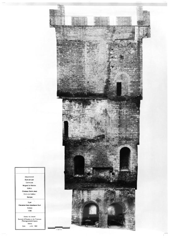 Donjon, élévation intérieure, face sud (1992).