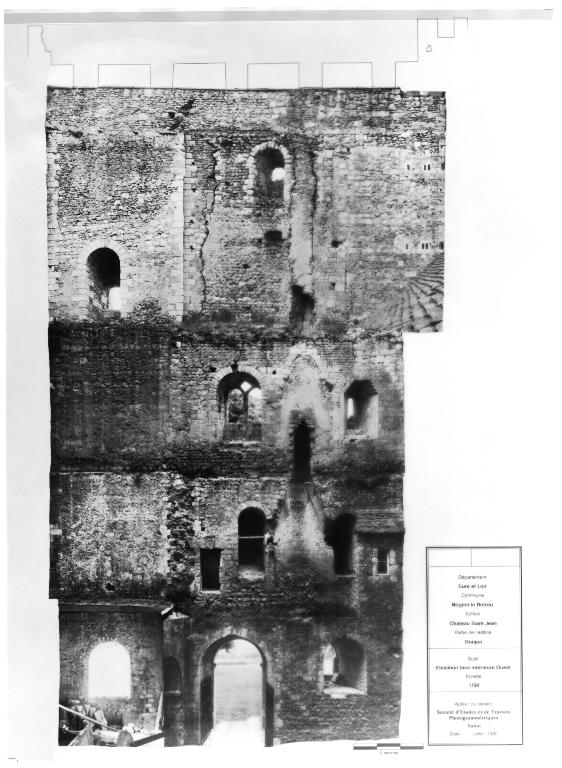 Donjon, élévation intérieure, face ouest (1992).