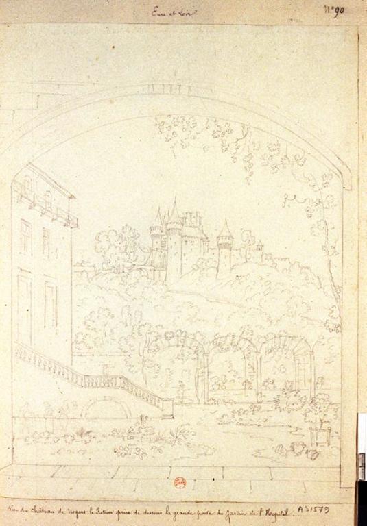 Château Saint-Jean, vue du nord-est (avant 1826). (BNF, département Estampes et photographie : EST RESERVE VE-26 (K)). 