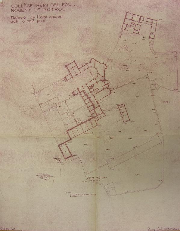 Plan du collège Rémy Belleau, 1947. (Médiathèque de l'Architecture et du Patrimoine, cartes et plans). 
