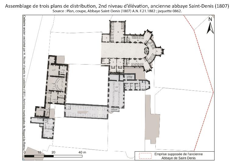 Plan de distribution du deuxième étage (1807). ; Plan de distribution du deuxième étage (1807).