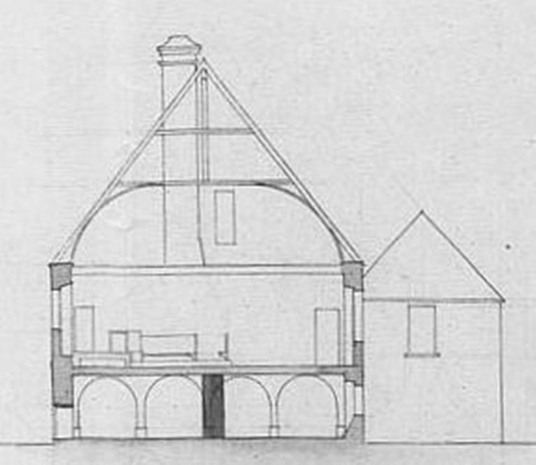 Coupe transversale, aile ouest (1807).